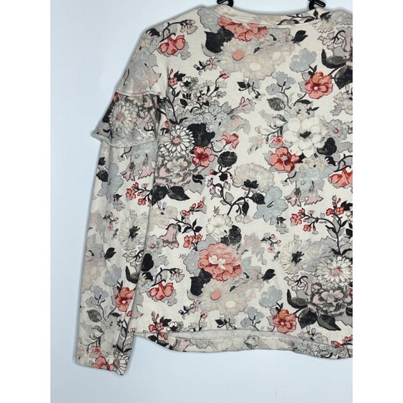 Rebecca‎ Taylor Long Sleeve Lua Ruffle Floral Pullover 100% Cotton Cream Small - Picture 9 of 9